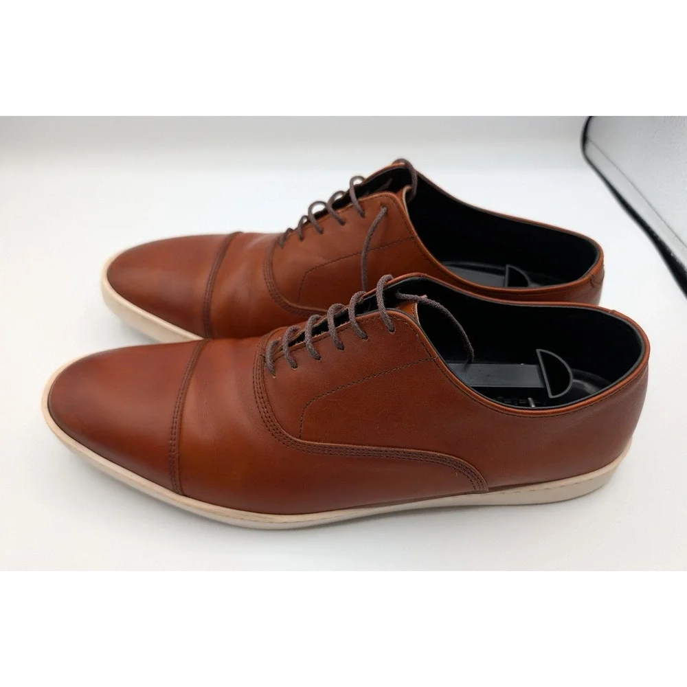 Allen Edmonds Park Avenue Oxford Sneakers Tan Leather Cap Toe Shoes Mens 11 D